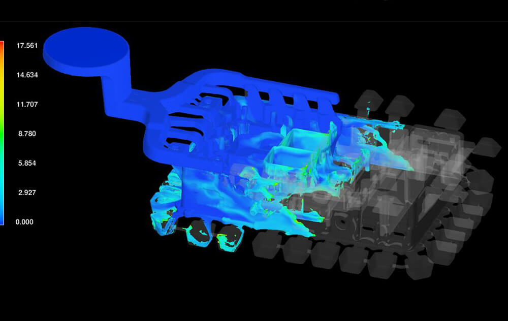 從分析模具和壓鑄的可行性開(kāi)始，根據設計方案做出模流分析，有效解決排氣、收縮和缺料等問(wèn)題。